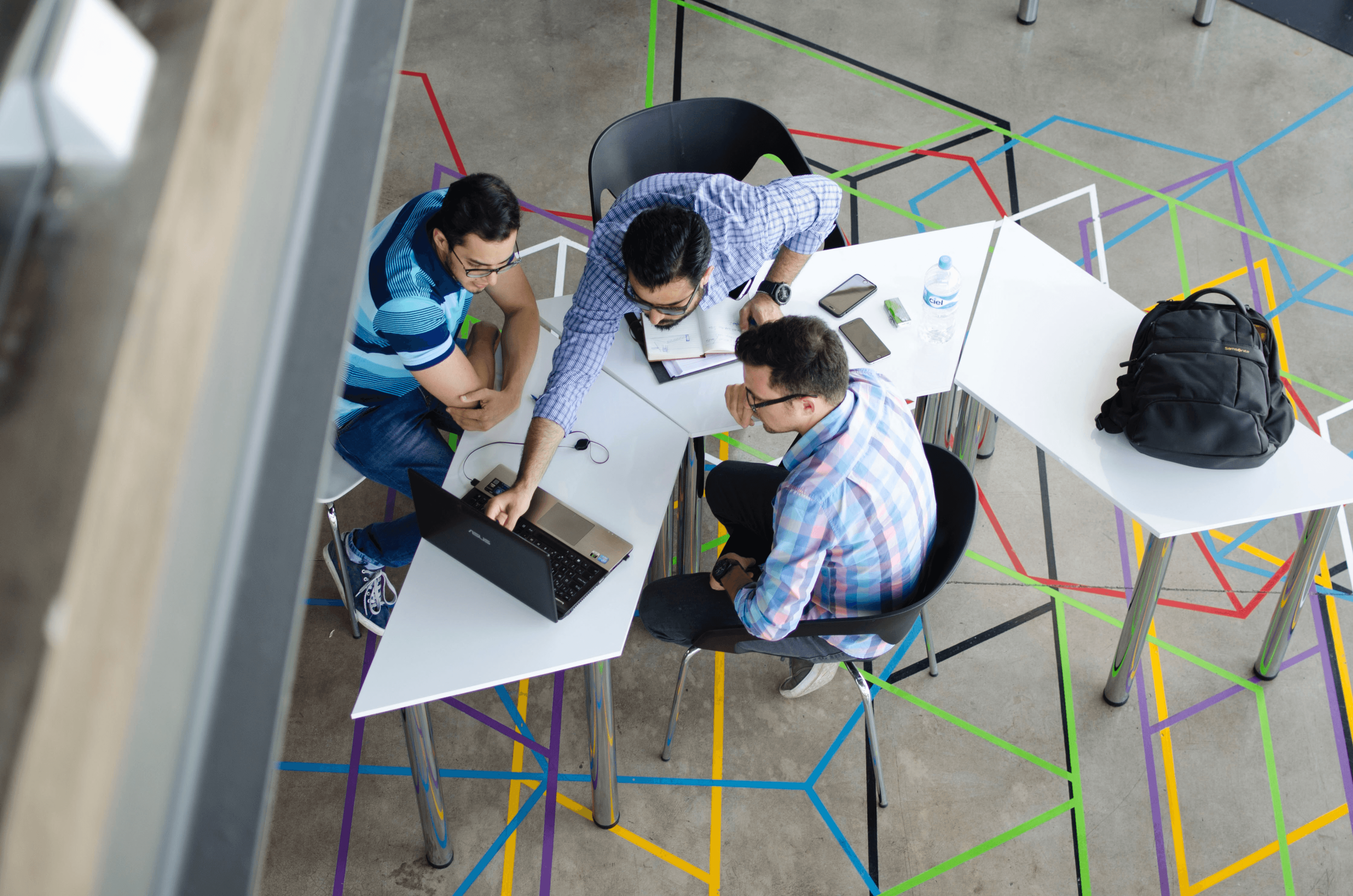 Team collaborating at a table